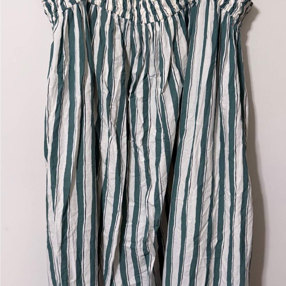 Madewell Green and White Striped Smocked Maxi Skirt - Picture 2 of 4